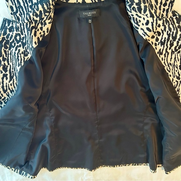 Talbots Blazer Leopard Animal Print Cream Black Jacket Stretch Plus size 16W - Picture 15 of 16